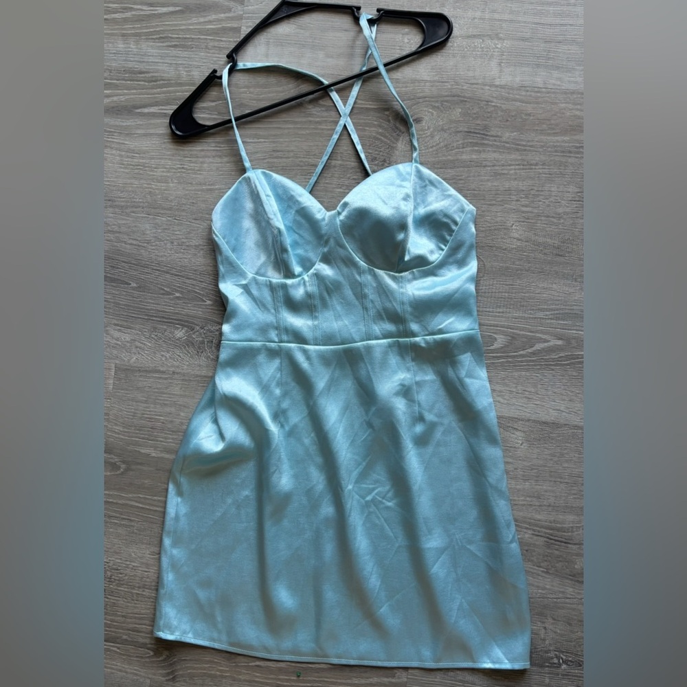 Wild Fable Sky Blue Satin Dress